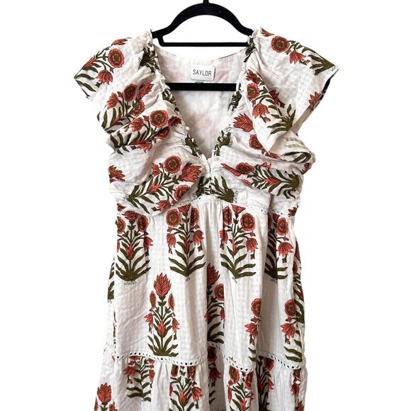 SAYLOR Sallyann Poppy Floral Midi Dress White Medium - Picture 6 of 6